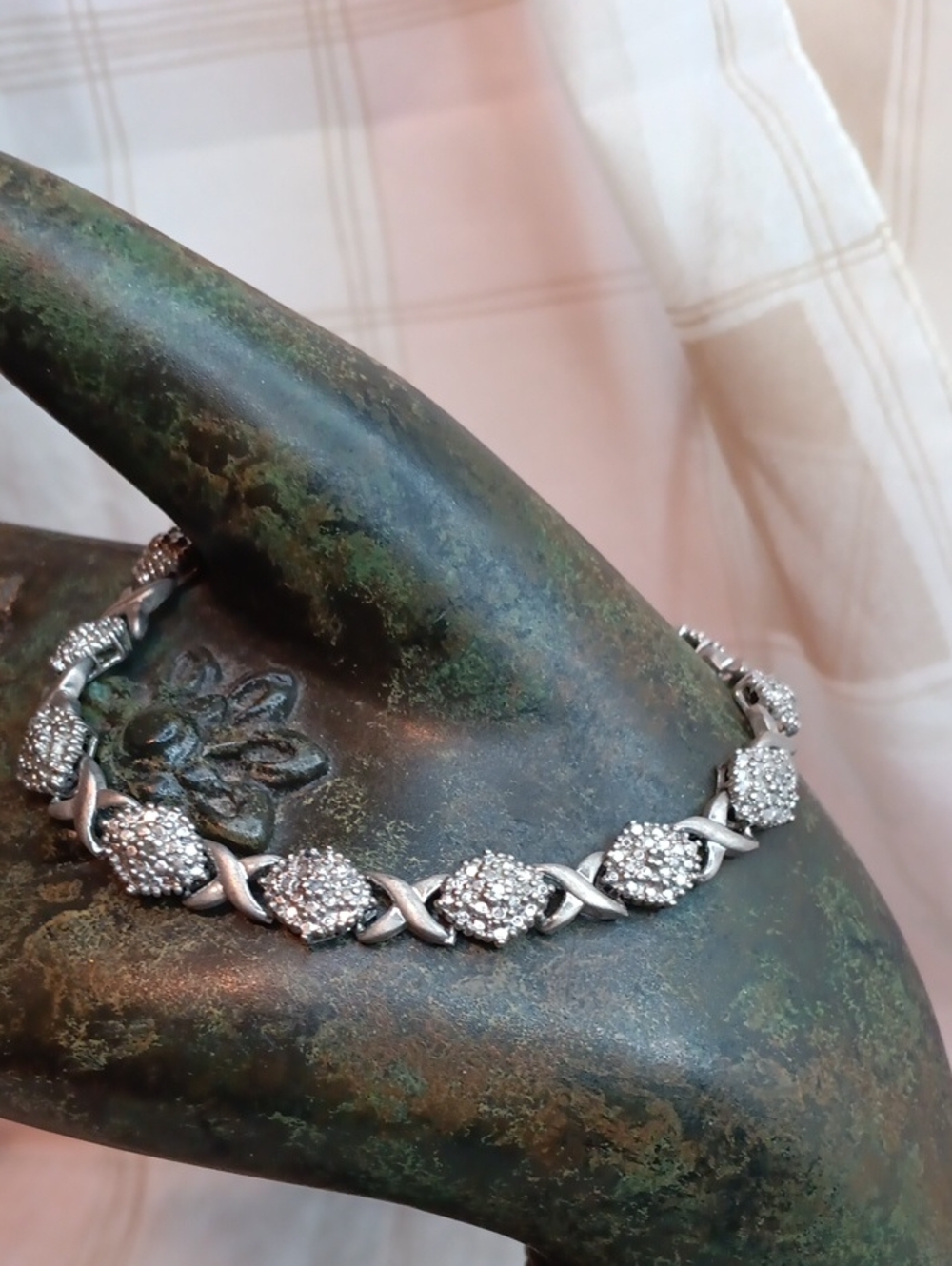 OTC Sterling Silver X Link Bracelet 8" Long Thailand